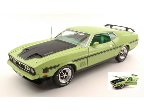 Auto World AMM1069 FORD MUSTANG MACH 1 1971 LIGHT GREEN 1:18 Modellino