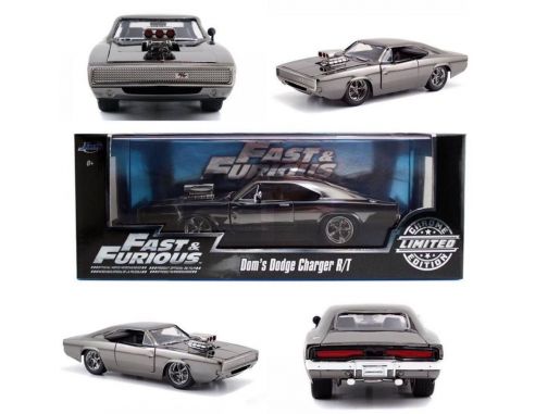 Jada JADA97443 DOM'S DODGE CHARGER R/T 1970 FAST & FURIOUS 7 ACRILIC CASE CHROME 1:24 Modellino
