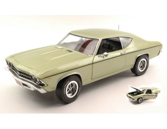 Auto World AMM1054 CHEVY CHEVELLE COPO 427 1969 LIGHT METALLIC GREEN 1:18 Modellino