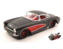 JADA TOYS JADA96806BKR CHEVY CORVETTE 1957 BLACK W/RED WHEELS 1:24 Modellino