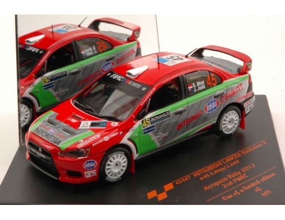 Vitesse VE43447 MITSUBISHI LANCER EVO X N.45 15th ACROPOLIS 2012 S.AKSA-J.JUDD 1:43 Modellino