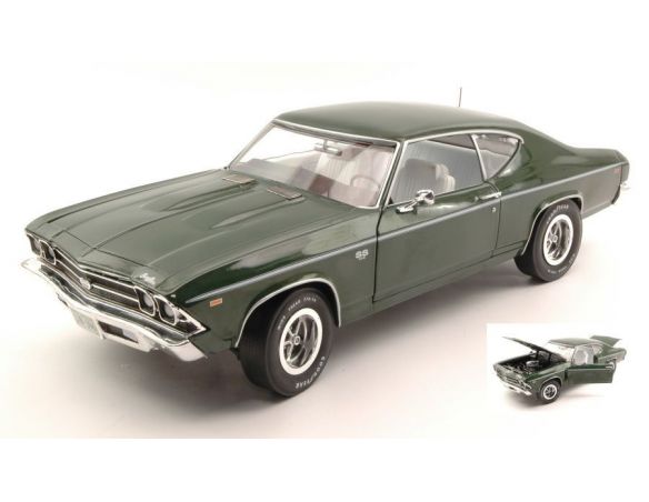 Auto World AMM1064 CHEVY CHEVELLE SS 396 1969 GREEN 1:18 Modellino