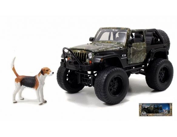 JADA TOYS JADA97143 REALTREE JEEP WRANGLER 2007 W/DOG CAMOUFLAGE DESIGN 1:24 Modellino