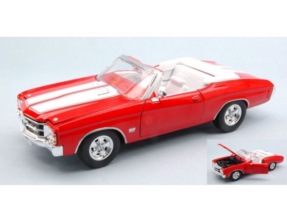 Welly WE2089R CHEVROLET CHEVELLE SS 454 1971 RED W/WHITE STRIPES 1:24 Modellino