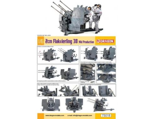 Dragon D75018 FLAKVIERLING 2CM 38 MID PRODUCTION KIT 1:6 Modellino