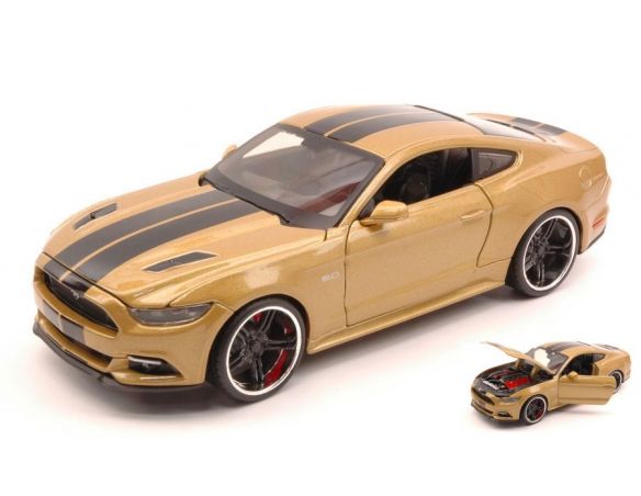 Maisto MI31369G FORD MUSTANG GT 2015 METALLIC GOLD W/BLACK STRIPES 1:24 Modellino