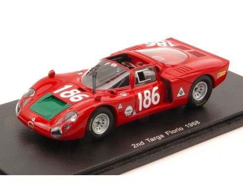 Spark Model S4874 ALFA ROMEO 33/2 N.186 2nd TARGA FLORIO 1968  I.GIUNTI-N.GALLI 1:43 Modellino