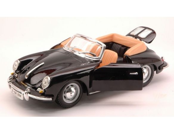 BBURAGO BU22078 PORSCHE 356 B CABRIOLET 1961 BLACK 1:24 Modellino