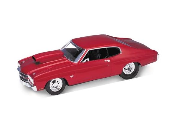 Welly WE2537 CHEVROLET CHEVELLE PRO STR.1970 METALLIC RED 1:18 Modellino