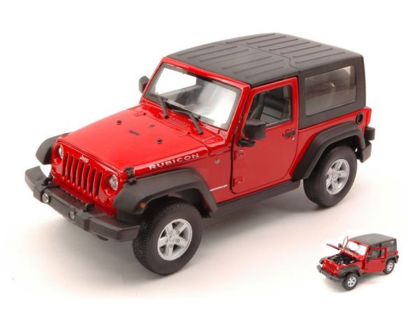 Welly WE22489CR JEEP WRANGLER RUBICON 2007 SOFT TOP RED 1:24 Modellino