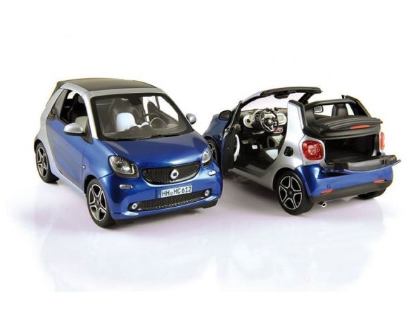 Norev NV183438 SMART FORTWO CABRIO 2015 BLUE/SILVER 1:18 Modellino