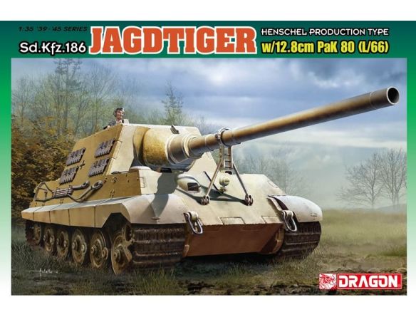 Dragon D6827 JAGDTIGER W/12,8 cm PAK 80 (L/66) KIT 1:35 Modellino