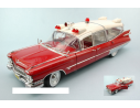 Greenlight GREEN18001 CADILLAC AMBULANCE RED/WHITE 1:18 Modellino