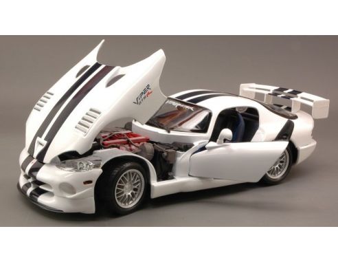 Maisto MI31845 DODGE VIPER GTSR GT2 1999 WHITE W/BLUE STRIPES 1:18 Modellino
