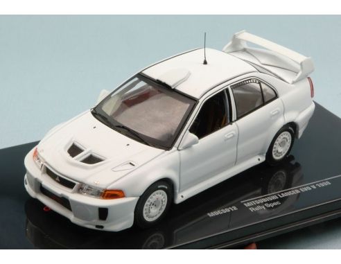 Ixo model MDCS012 MITSUBISHI LANCER EVO V RALLY SPEC.1998 WHITE + 4 RUOTE DI SCORTA 1:43 Modellino