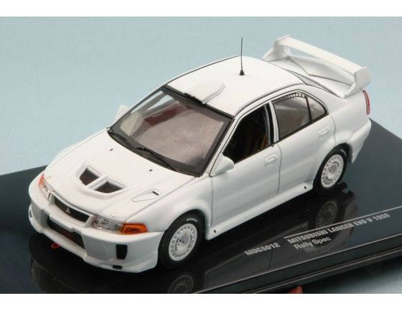 Ixo model MDCS012 MITSUBISHI LANCER EVO V RALLY SPEC.1998 WHITE + 4 RUOTE DI SCORTA 1:43 Modellino