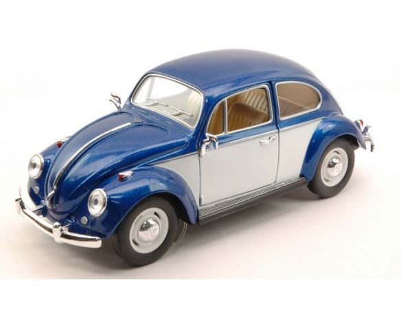 KINSMART KT7002WBW VW CLASSIC BEETLE 1967 BLUE W/WHITE DOOR 1:24 Modellino