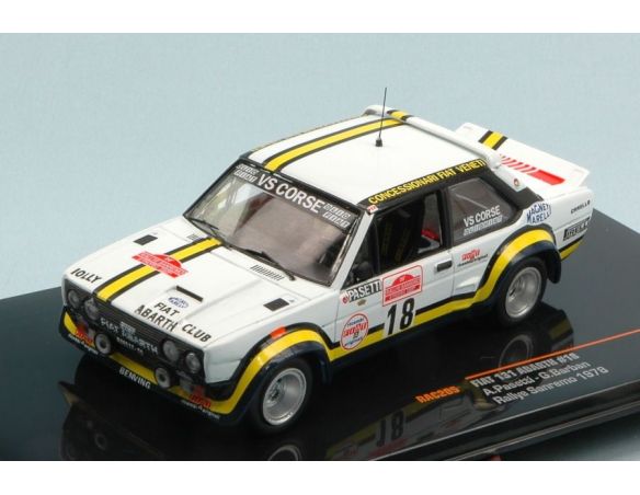 Ixo model RAC205 FIAT 131 ABARTH N.18 ACCIDENT SANREMO RALLY 1978 PASETTI-BARBAN 1:43 Modellino
