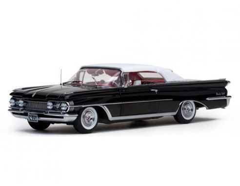 SunStar SS5234 OLDSMOBILE 98 CLOSED CONVERTIBLE 1959 BLACK W/WHITE ROOF 1:18 Modellino