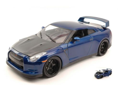 Jada JADA97035 BRIAN'S NISSAN GT-R FAST & FURIOUS 7 2009 BLUE/CARBON 1:18 Modellino