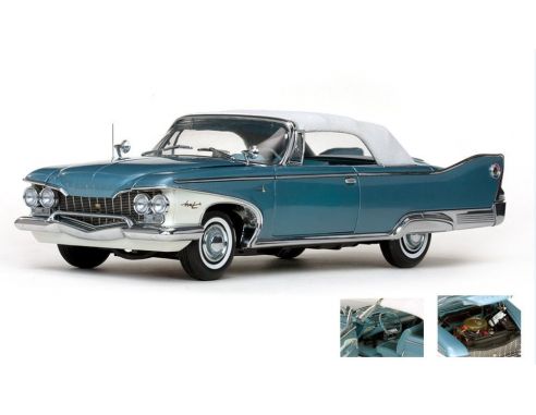 SunStar SS5412 PLYMOUTH FURY CLOSED CONVERTIBLE 1960 METALLIC BLUE W/WHITE ROOF 1:18 Modellino