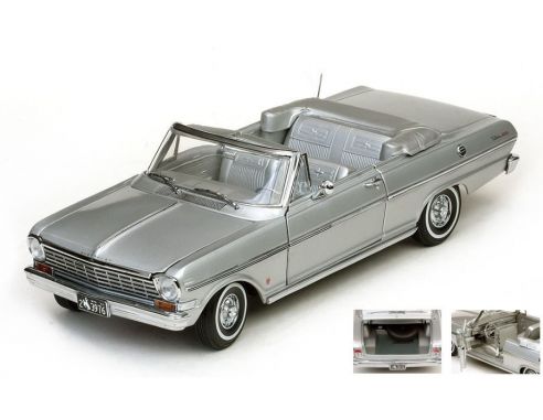 SunStar SS3976 CHEVROLET NOVA OPEN CONVERTIBLE 1963 SATIN SILVER 1:18 Modellino