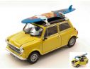 Welly WE4962Y MINI COOPER 1300 W/SURFBOARD 1973 YELLOW W/BLACK ROOF 1:24 Modellino