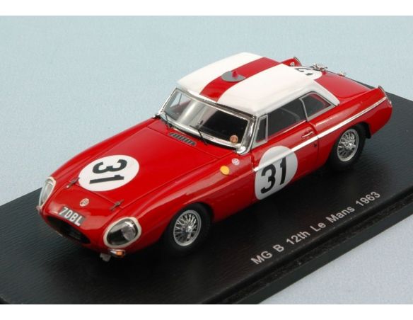 Spark Model S4136 MG B N.31 12th LM 1963 P.HOPKIRK-A.HUTCHESON 1:43 Modellino