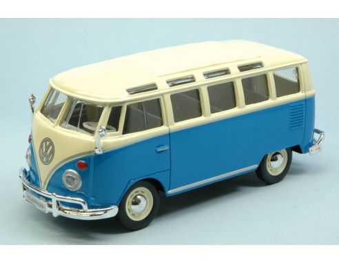 Maisto MI31956BL VW T2 VAN SAMBA 1962 LIGHT BLUE W/WHITE ROOF 1:24 Modellino