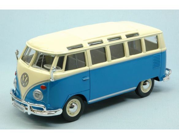 Maisto MI31956BL VW T2 VAN SAMBA 1962 LIGHT BLUE W/WHITE ROOF 1:24 Modellino