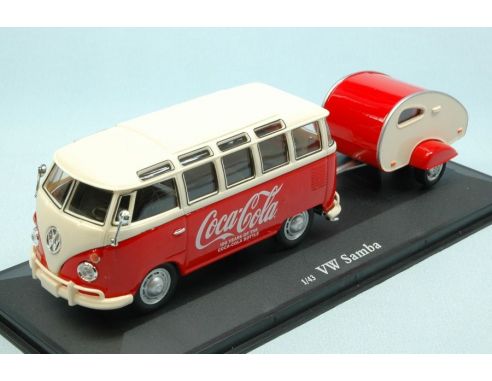 Motorcity Classics MCC467433 VW SAMBA BUS 1962 W/TRAILER COCA COLA 1:43 Modellino