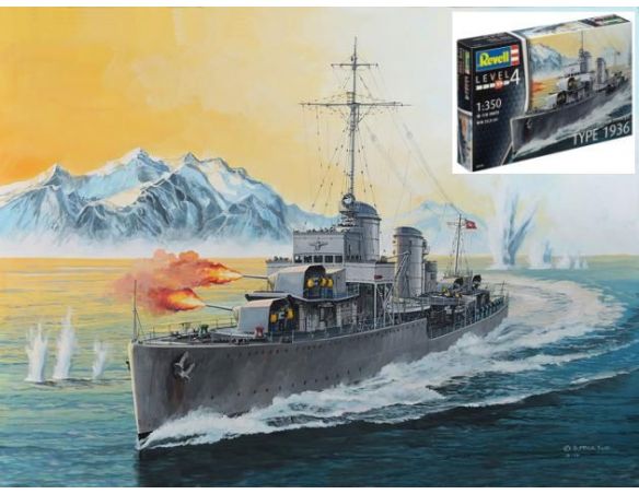 Revell RV05141 GERMAN DESTROYER TYPE 1936 KIT 1:350 Modellino