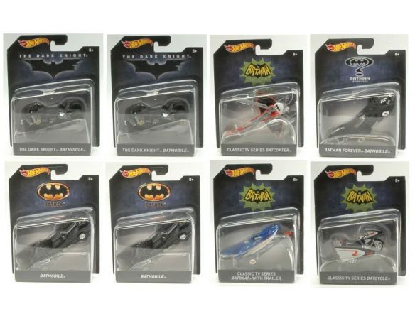 Hot Wheels HWDKL20 AUTOMEZZI BATMAN CLASSIC TV cm 8-11 Pz.8 Modellino