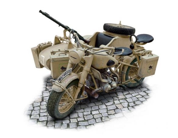 Italeri IT7403 BMW R75 GERMAN MILITARY MOTOR W/SIDECAR KIT 1:9 Modellino