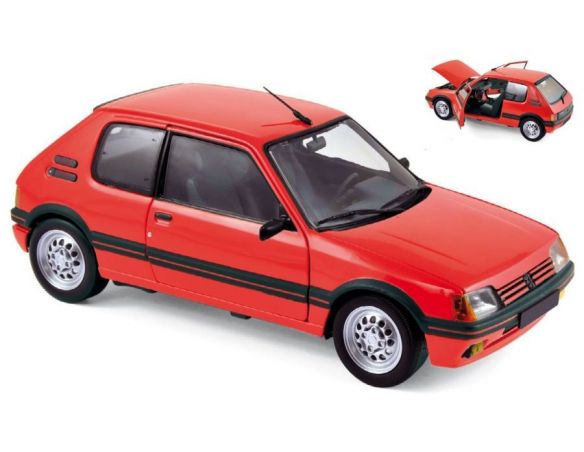 Norev NV184853 PEUGEOT 205 GTi 1,6 1988 VALLELUNGA RED 1:18 Modellino