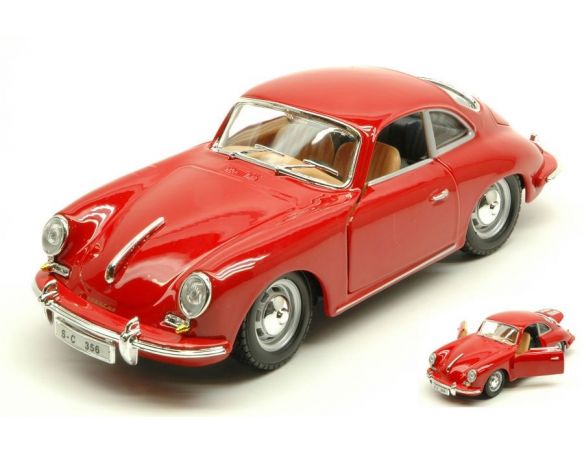 BBURAGO BU22079R PORSCHE 356 B COUPE  1961 RED 1:24 Modellino