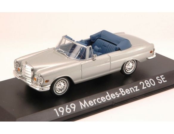 Greenlight GREEN86461 MERCEDES 280 SE CABRIO 1969 SILVER 1:43 Modellino