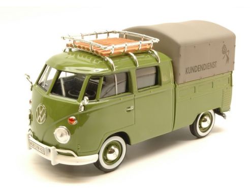 Motormax MTM79554 VW TYPE 2 (T1) 1965 PICK UP CLOSED WITH ROOF RACK GREEN 1:24 Modellino