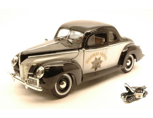 Motormax MTM73108WBK FORD DELUXE COUPE' 1940 HIGHWAY PATROL 1:18 Modellino