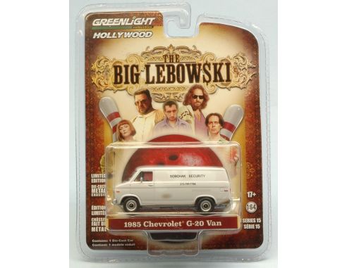 Greenlight GREEN44750B CHEVROLET G-20 VAN 1985 THE BIG LEBOWSKI 1998 SOBCHAK SECURITY 1:64 Modellino