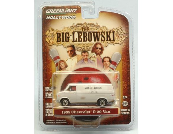 Greenlight GREEN44750B CHEVROLET G-20 VAN 1985 THE BIG LEBOWSKI 1998 SOBCHAK SECURITY 1:64 Modellino