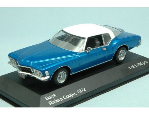 White Box WB199 BUICK RIVIERA COUPE' 1972 METALLIC BLUE/WHITE 1:43 Modellino