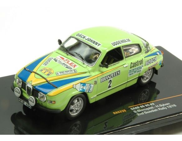 Ixo model RAC236 SAAB 96 V4 N.2 2nd SWEDISH RALLY 1976 S.BLOMQVIST-H.SYLVAN 1:43 Modellino