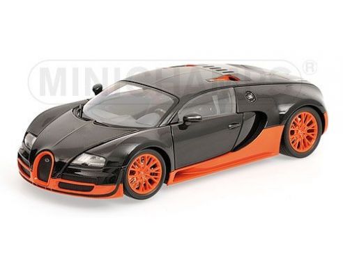 Minichamps PM100110840 BUGATTI VEYRON SUPER SPORT 2010 CARBON/ORANGE 1:18 Auto Stradali
