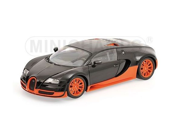 Minichamps PM100110840 BUGATTI VEYRON SUPER SPORT 2010 CARBON/ORANGE 1:18 Auto Stradali