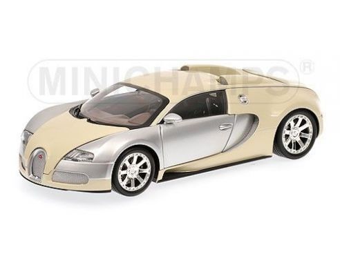 Minichamps PM100110854 BUGATTI VEYRON 2009 CHROME & BEIGE 1:18 Modellino