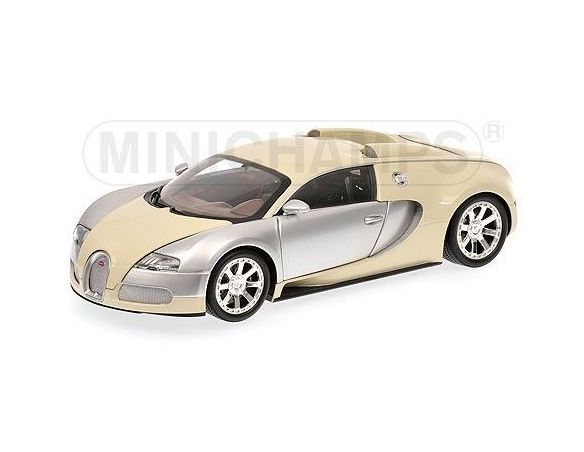 Minichamps PM100110854 BUGATTI VEYRON 2009 CHROME & BEIGE 1:18 Modellino