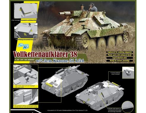 Dragon D6815 VOLLKETTENAUFKLAERER 38 W/KANONE KIT 1:35 Modellino