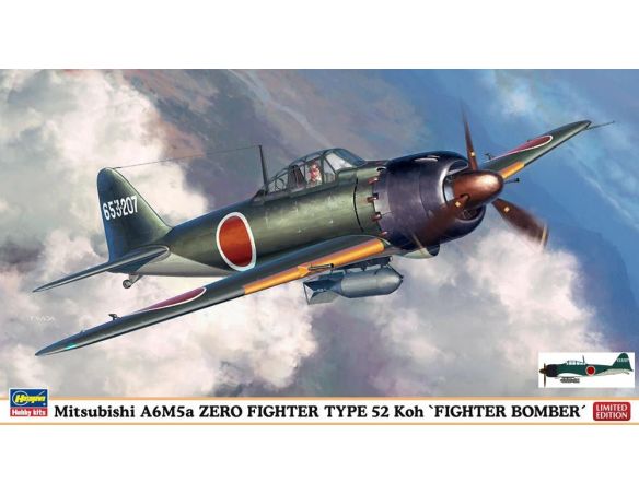 Hasegawa HG07304 MITSUBISHI A6M5 ZERO FIGHTER TYPE KOH FIGHTER BOMBER KIT 1:48 Modellino