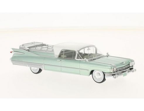 Neo Scale Models NEO45263 CADILLAC SUPERIOR FUNERAL CAR LIGHT GREEN/WHITE 1:43 Modellino